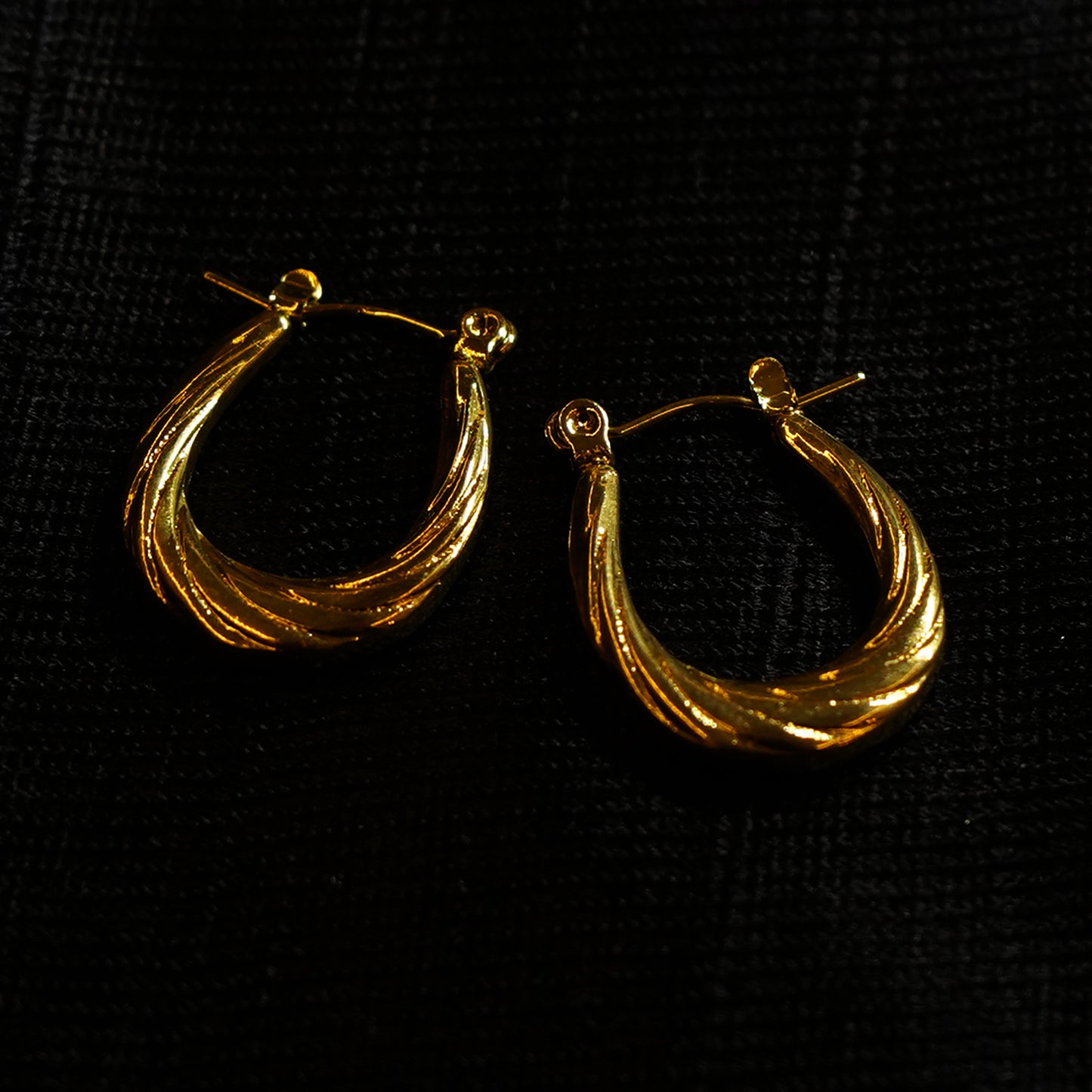 Oval Golden Hoops