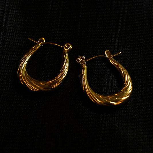 Oval Golden Hoops