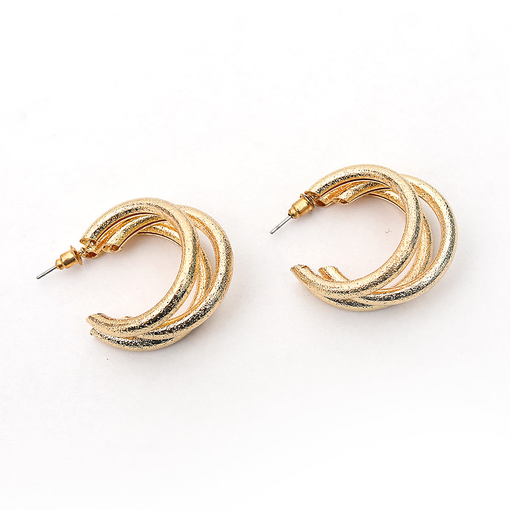 Double band golden hoops