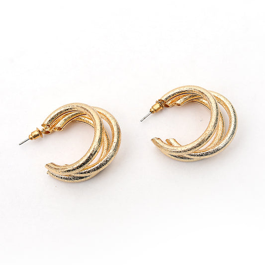 Double band golden hoops