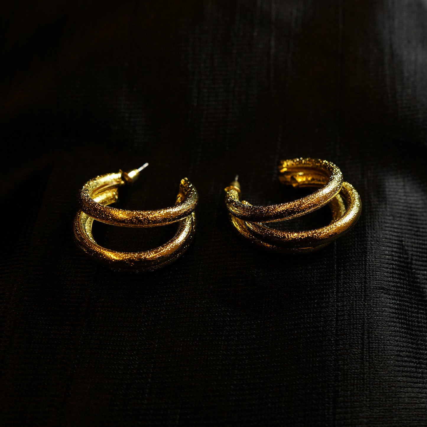 Double band golden hoops